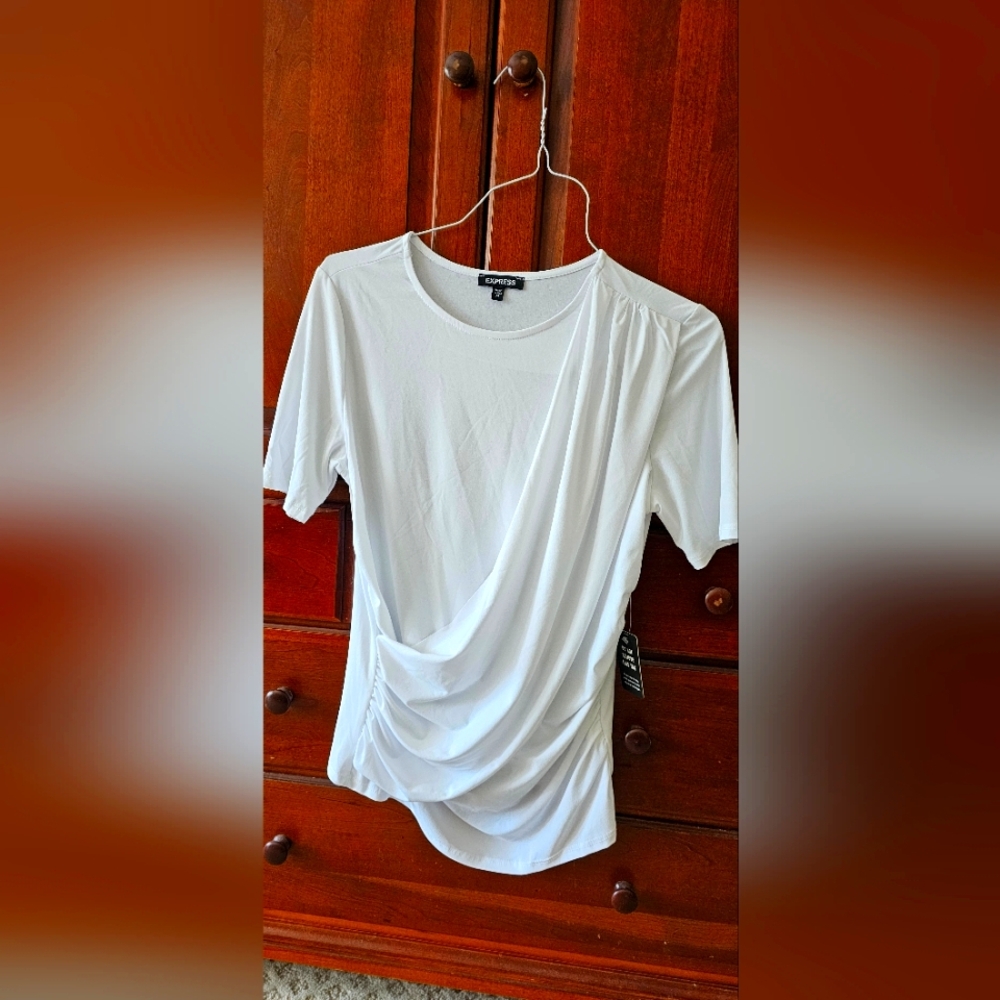 Express Short Sleeve Draped Ruched Tee